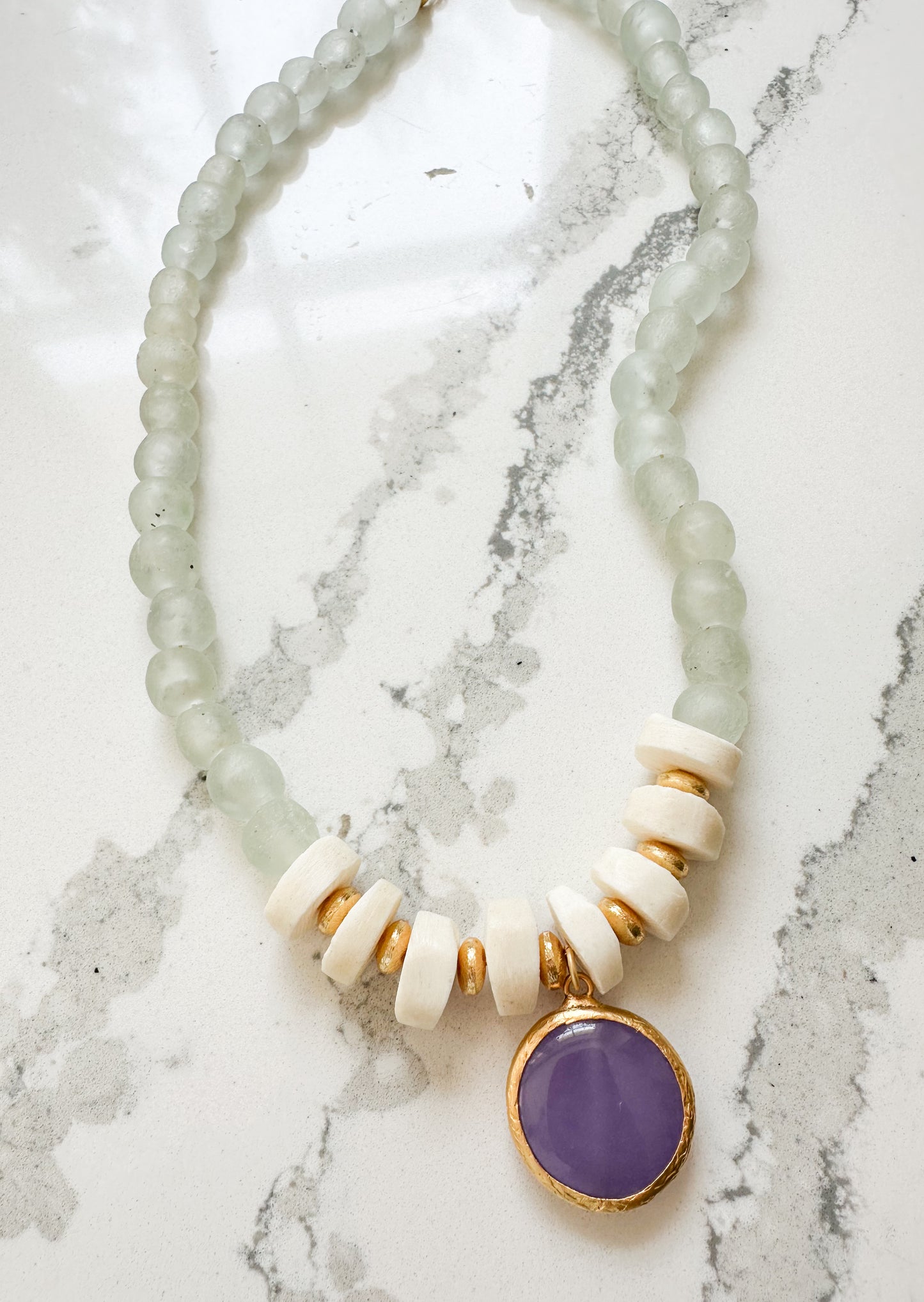 Savannah-Sea Glass Necklace with Charm