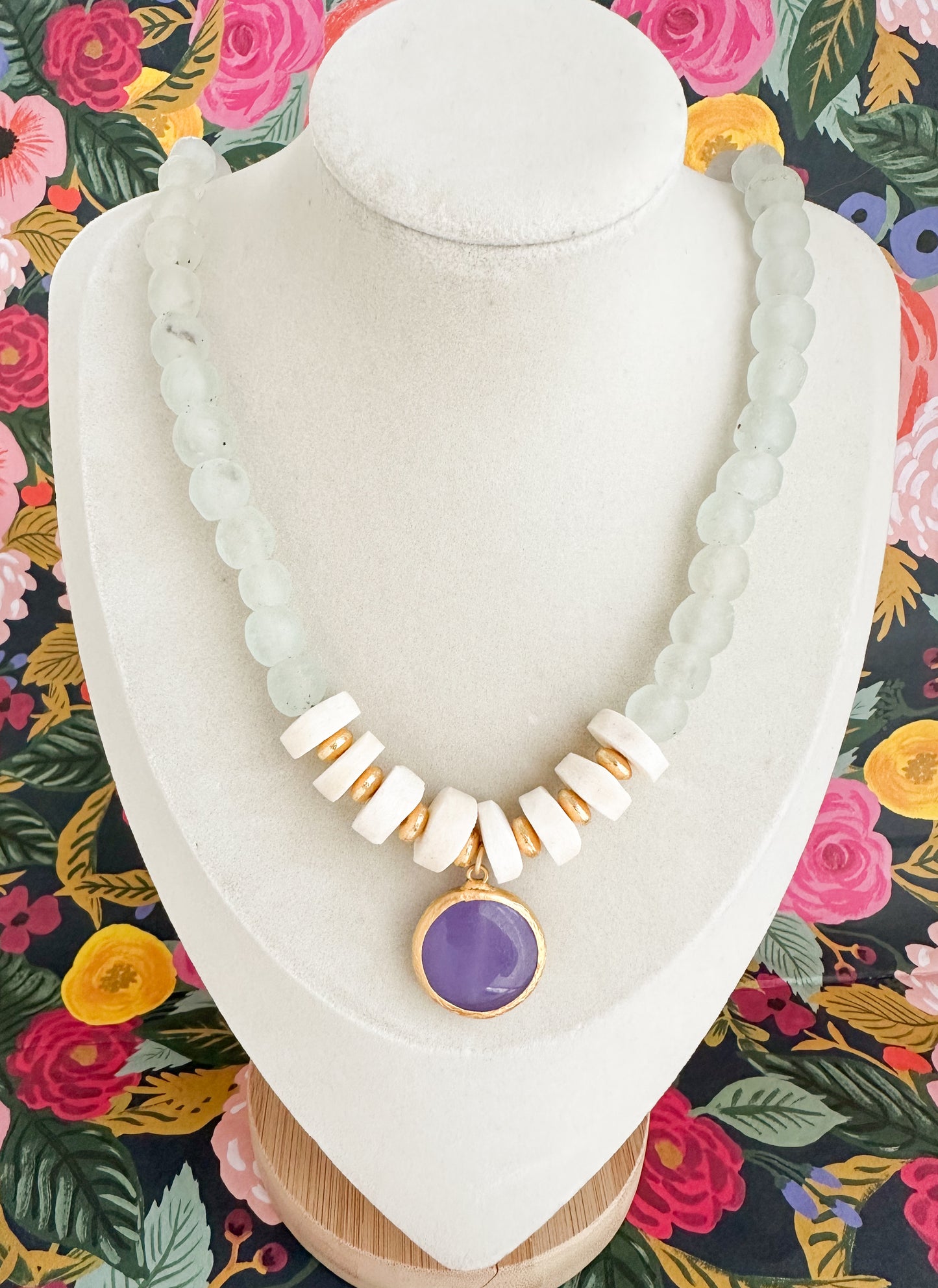 Savannah-Sea Glass Necklace with Charm