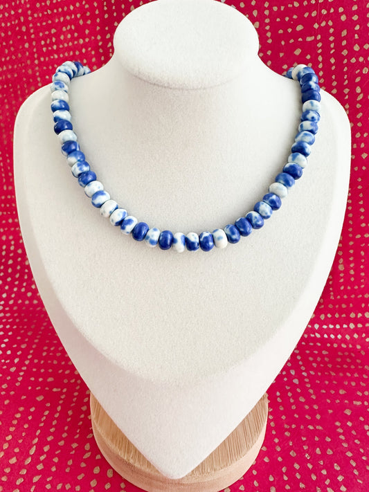 Jules-Blue and White Jasper Necklace