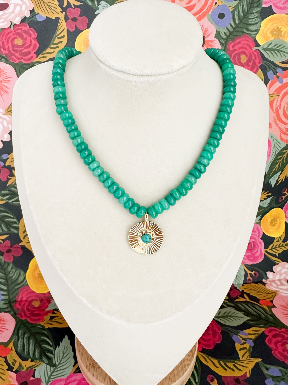 Lia-Green Jade Necklace with Pendant