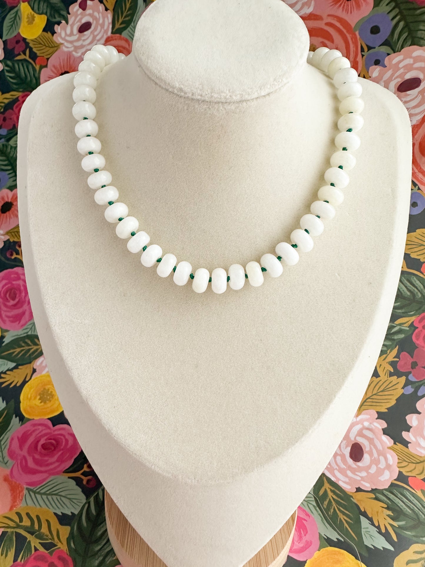 Green Silk-Knotted Necklace-Presley