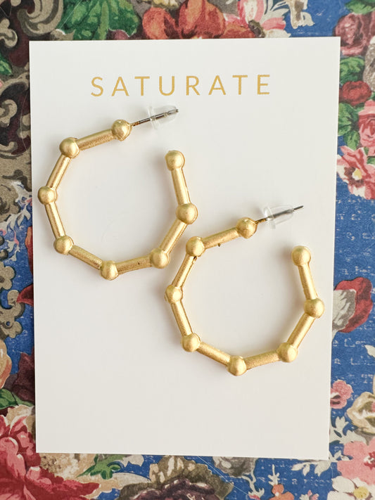 Modern Dotted Matte Gold Hoop Earrings