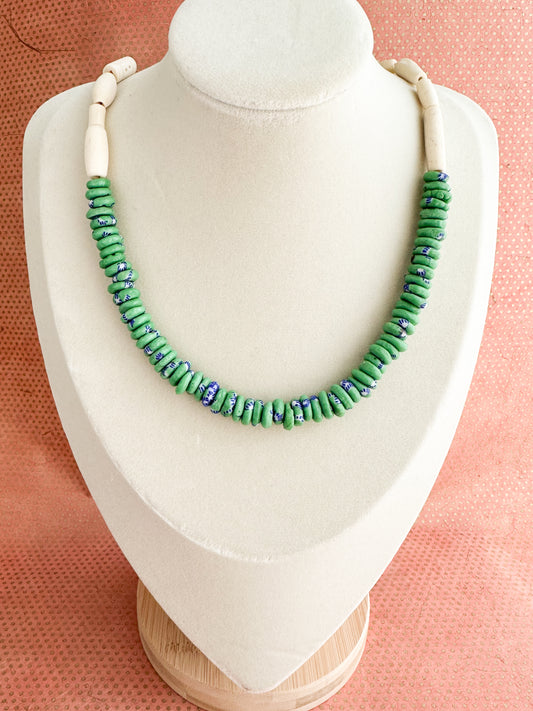 Green Boho African Beaded Necklace